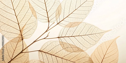 Serene Digital Art of Translucent Autumn Leaves with Pastel Tones V5