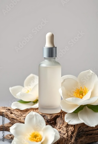 bottle of perfume with flower