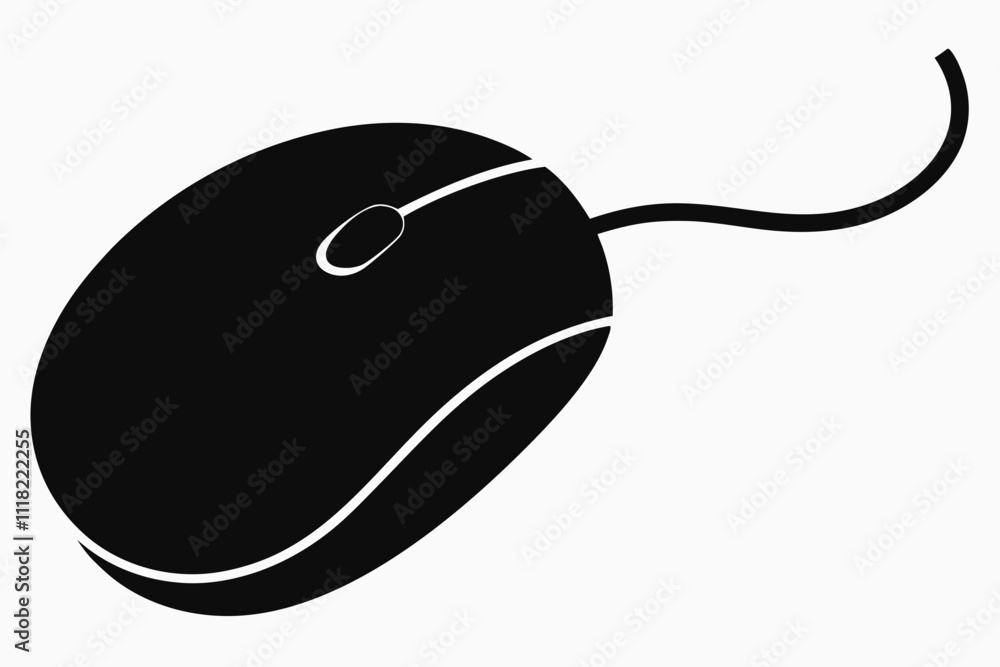Black Silhouette Vector Art of a Computer Mouse Black Silhouette Vector Art of a Computer Mouse