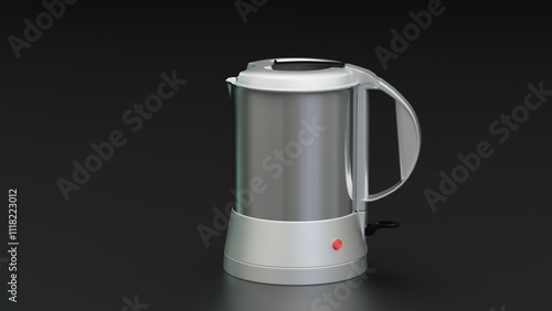 Realistic 3D electric kettle model with intricate details, ideal for e-commerce, advertisements, and product visuals. High-quality renders in various angles and formats for professional use.