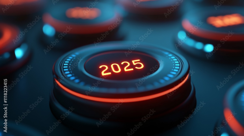 Fototapeta premium Futuristic 2025 Countdown Interface Technology Digital New Year Concept Illustration