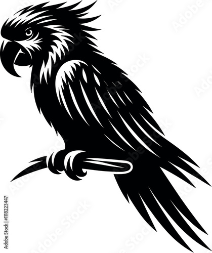 Parrot vector black silhouette cricut design for T-shirt