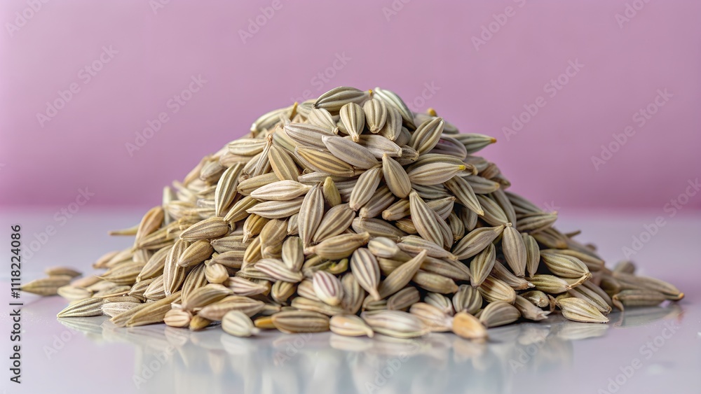 Obraz premium stacked fennel seed in the photo front view with studio background and high detail