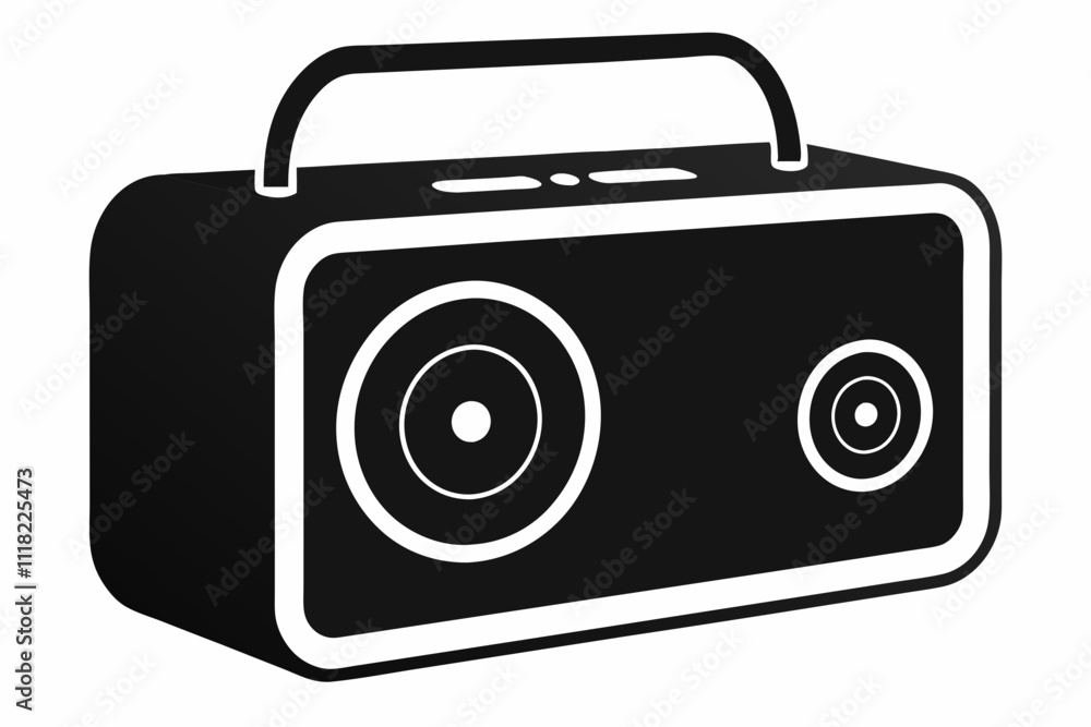 Black Silhouette Vector Art of a Portable Speaker Black Silhouette Vector Art of a Portable Speaker