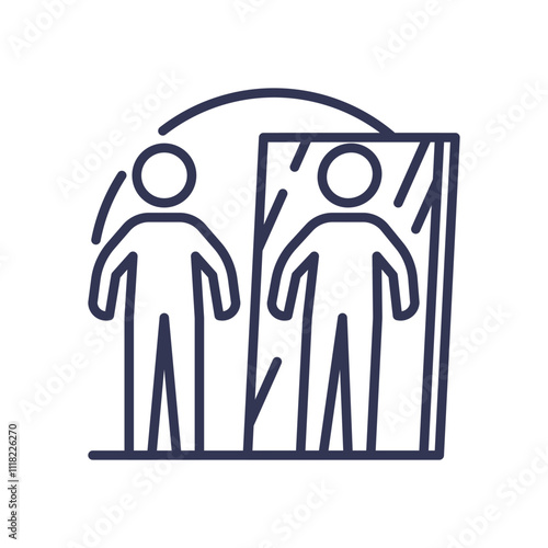 Illustration of a person and their reflection, symbolizing self-reflection and personal growth.
