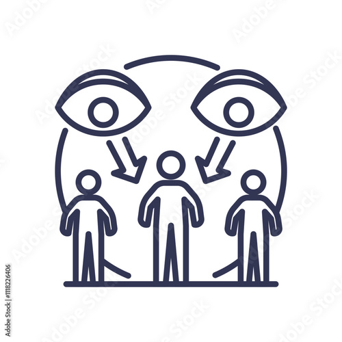 Illustration of observation and imitation with eyes watching figures.