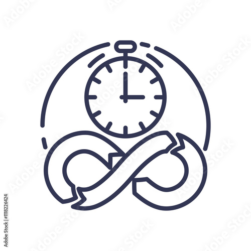 Clock and infinity symbol represent continuous 24/7 operation.