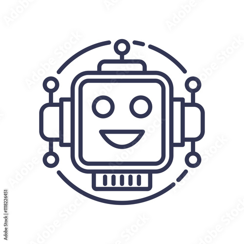 Wallpaper Mural Line art of a smiling robot head symbolizing friendly AI. Torontodigital.ca