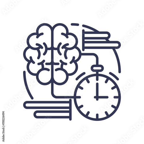Brain and clock symbolize cognitive processing and time management.