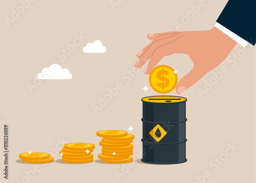 Global trading oil. Fuel investment. Oil Fund. Modern vector illustration in flat style