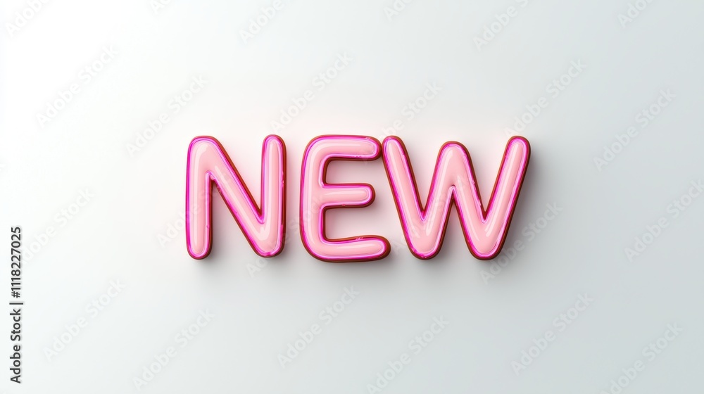 Neon pink text 'new' on white background graphic design modern clean Neon pink text 'new' on white background graphic design modern clean