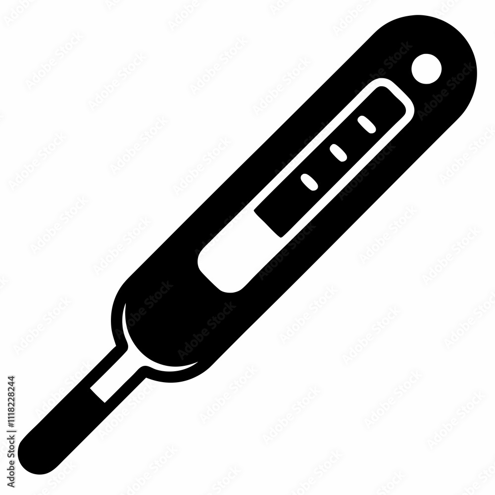 Black Silhouette Vector Illustration of a Digital Thermometer Black Silhouette Vector Illustration of a Digital Thermometer