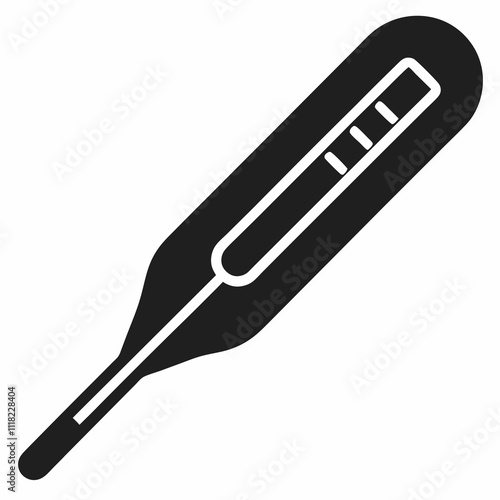 Black Silhouette Vector Illustration of a Digital Thermometer