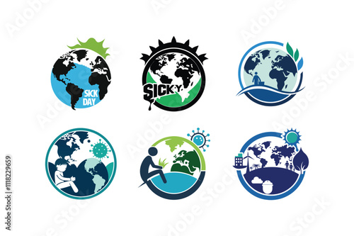 unique world sick day shill-ute, logo vector art design