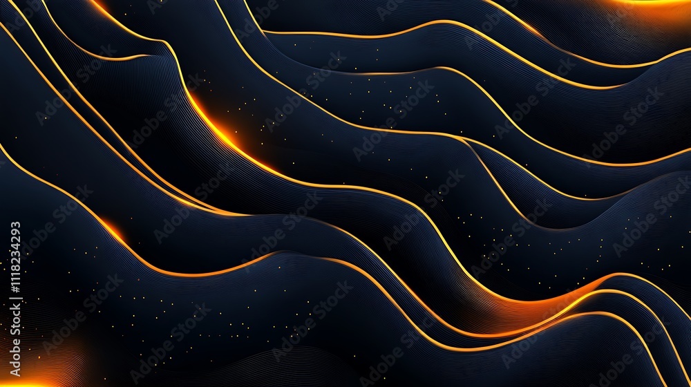 Obraz premium Modern Abstract Background with Golden Lines and Waves