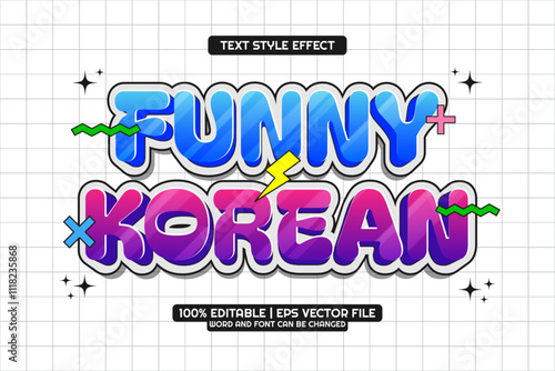 Editable text effect Funny Korean 3d Cartoon Template Style