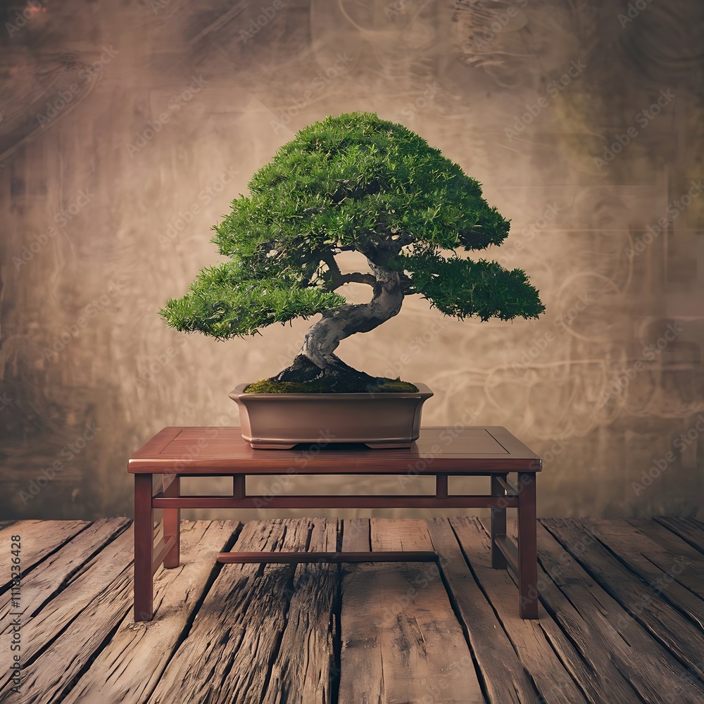 Small green bonsai tree in a brown plant pot Small green bonsai tree in a brown plant pot
