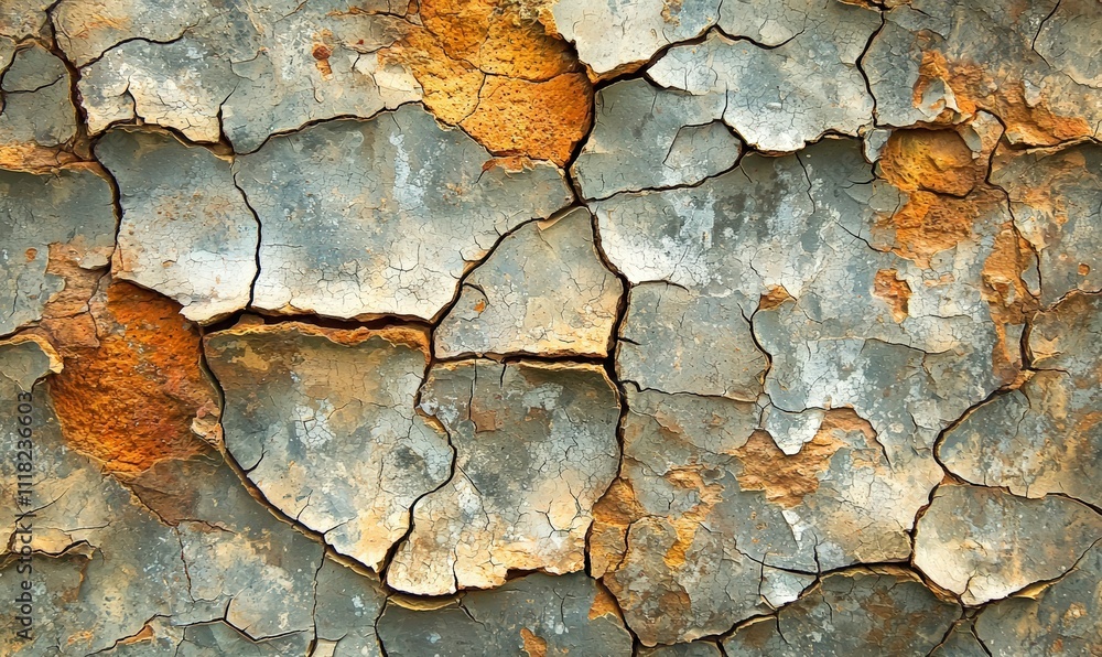 Textured cracked wall with vibrant colors