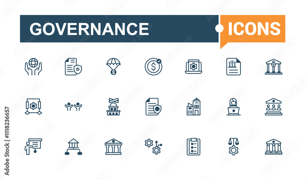 Governance thin line icon set. Contains such icons as ar, corporate, financial, government, eco, legal, law, diplomat. Pixel perfect. Vector line and solid icons. Governance thin line icon set. Contains such icons as ar, corporate, financial, government, eco, legal, law, diplomat. Pixel perfect. Vector line and solid icons.