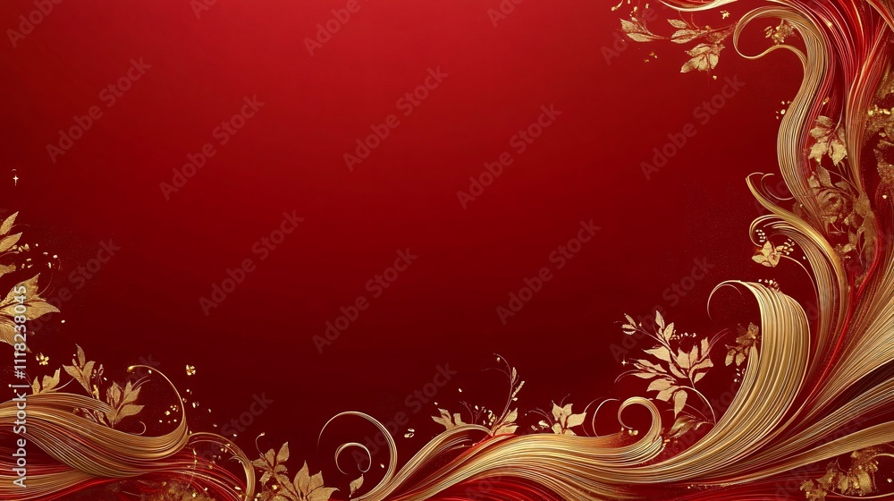 A luxurious vector illustration featuring elegant gold patterns on a vibrant red background, ideal for Chinese New Year celebrations, festive invitations, and elegant decorations. A luxurious vector illustration featuring elegant gold patterns on a vibrant red background, ideal for Chinese New Year celebrations, festive invitations, and elegant decorations.