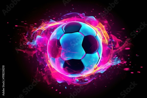 Dynamic soccer ball with colorful effects photo