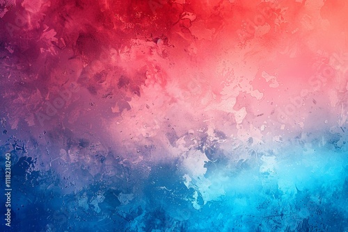 Grainy gradient background Red white and blue colors with soft faded watercolor border texture