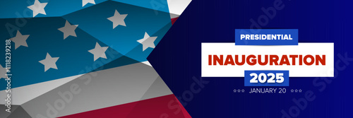 Presidential inauguration 2025 usa 20 january banner design template. USA Presidential Inauguration 2025 poster design with usa flag