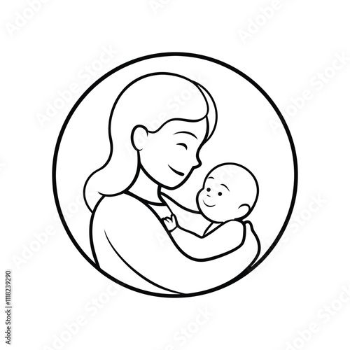 Beautiful Mother and Baby Silhouette Design