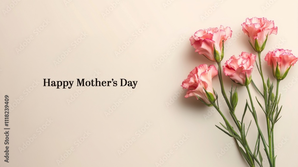 Fototapeta premium Modern Mother's Day Layout with Carnations