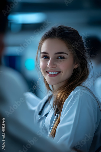 Smiling nurse patient care healthcare medical woman doctor