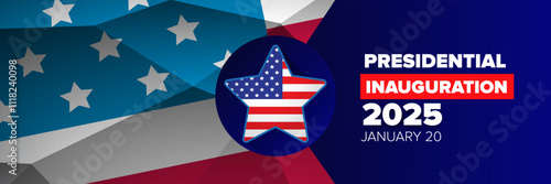 Presidential inauguration 2025 usa 20 january banner design template. USA Presidential Inauguration 2025 poster design with usa flag