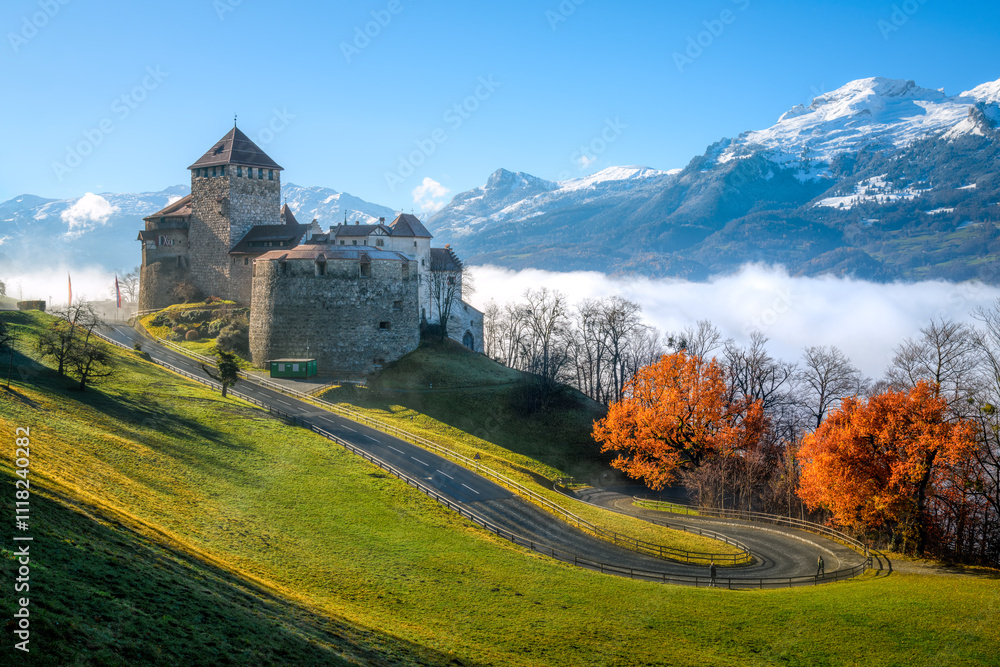 Vaduz castle on a bright autumn day, Liechtenstein