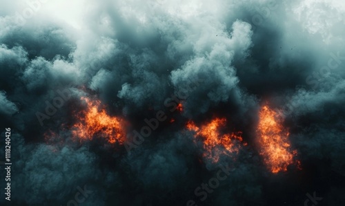 Wallpaper Mural Dramatic dark clouds with fiery orange bursts Torontodigital.ca