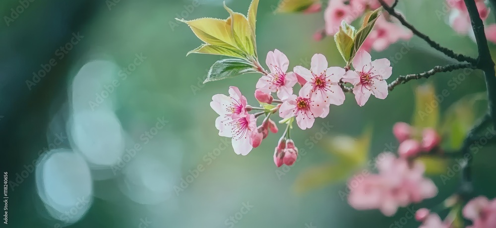 Delicate pink cherry blossoms in soft sunlight Delicate pink cherry blossoms in soft sunlight