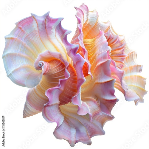 Medium shot of shell, isolated on a white background