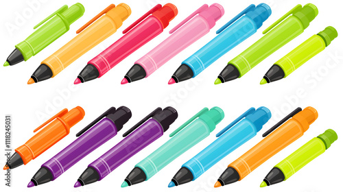 Colorful Markers Collection Bright Highlighters for School and Office Supplies