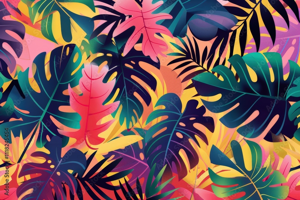 Vibrant tropical foliage background design Vibrant tropical foliage background design