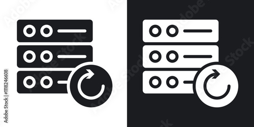 Data backup icons in solid black and white colors