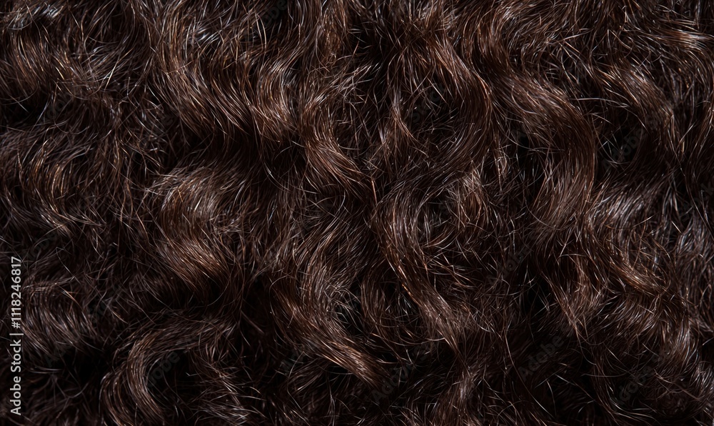 Naklejka premium Close-up of dark, textured curly hair