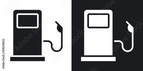 Gas station icons in solid black and white colors