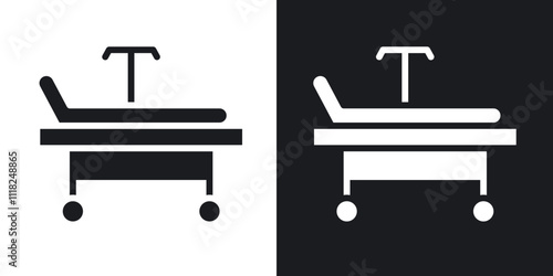 Hospital bed icons in solid black and white colors