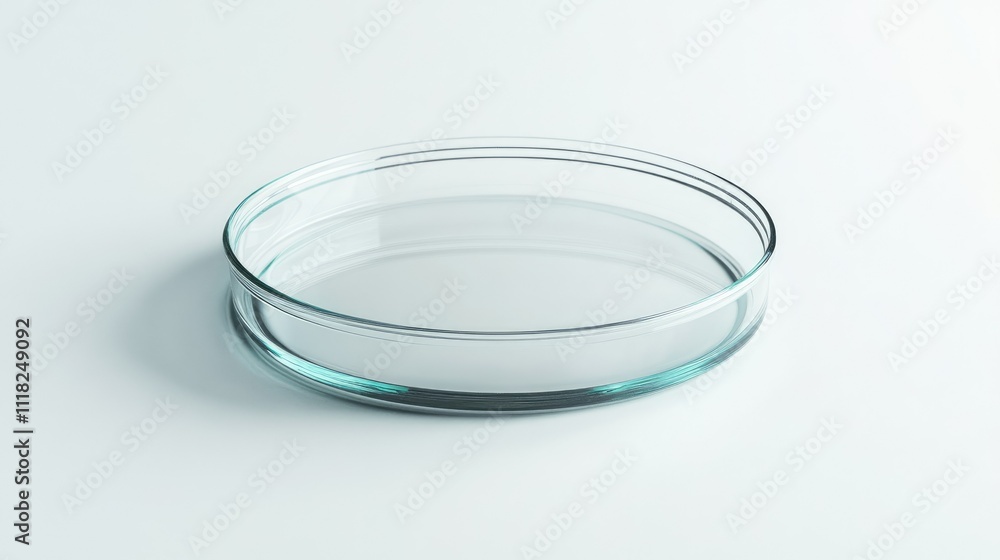 A scientific petri dish displayed at eye level from the side, isolated on a clean white surface A scientific petri dish displayed at eye level from the side, isolated on a clean white surface