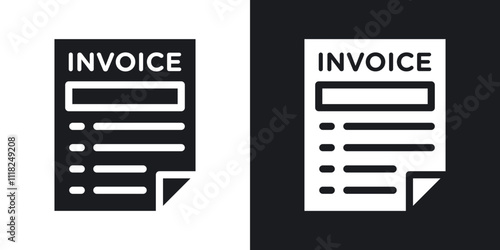 Invoice icons in solid black and white colors