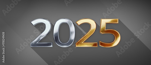 year 2025 golden silver sym...