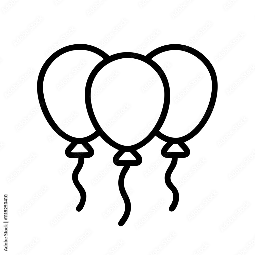 balloons icon, new year illustration, new year icon - simple black line art of balloons, symbolizing new year celebrations new year vector balloons icon, new year illustration, new year icon - simple black line art of balloons, symbolizing new year celebrations new year vector