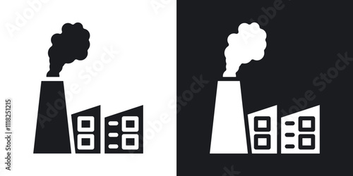 Pollution icons in solid black and white colors