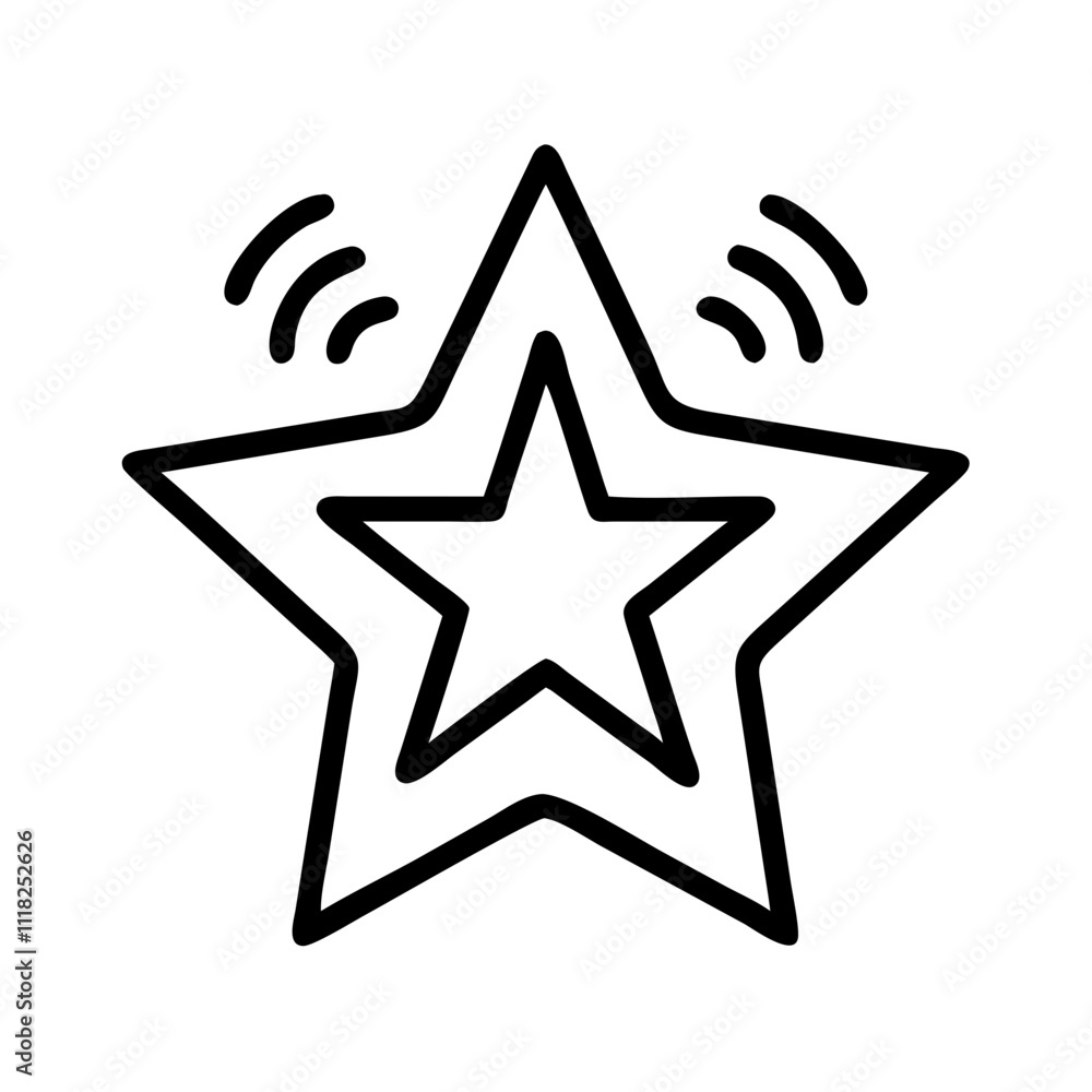 Obraz premium gold star icon, new year illustration, new year icon - simple black line art of gold star, symbolizing new year celebrations new year vector 