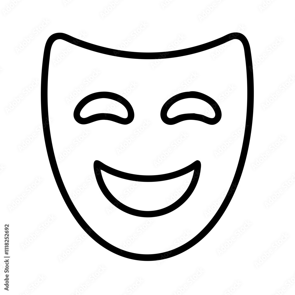 happy face mask icon, new year illustration, new year icon - simple black line art of happy face mask, symbolizing new year celebrations new year vector happy face mask icon, new year illustration, new year icon - simple black line art of happy face mask, symbolizing new year celebrations new year vector