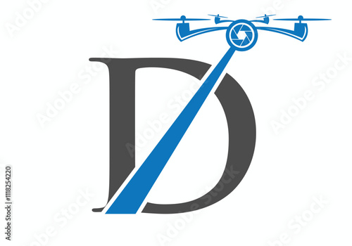 Initial Letter D Drone Logo Concept For Photography Symbol Vector Template