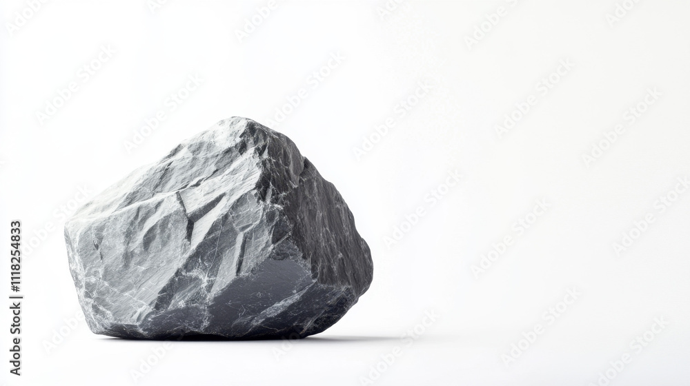 Smooth gray rock sitting on a pristine white surface, showcasing its natural textures and unique formation against a minimalist background. Smooth gray rock sitting on a pristine white surface, showcasing its natural textures and unique formation against a minimalist background.